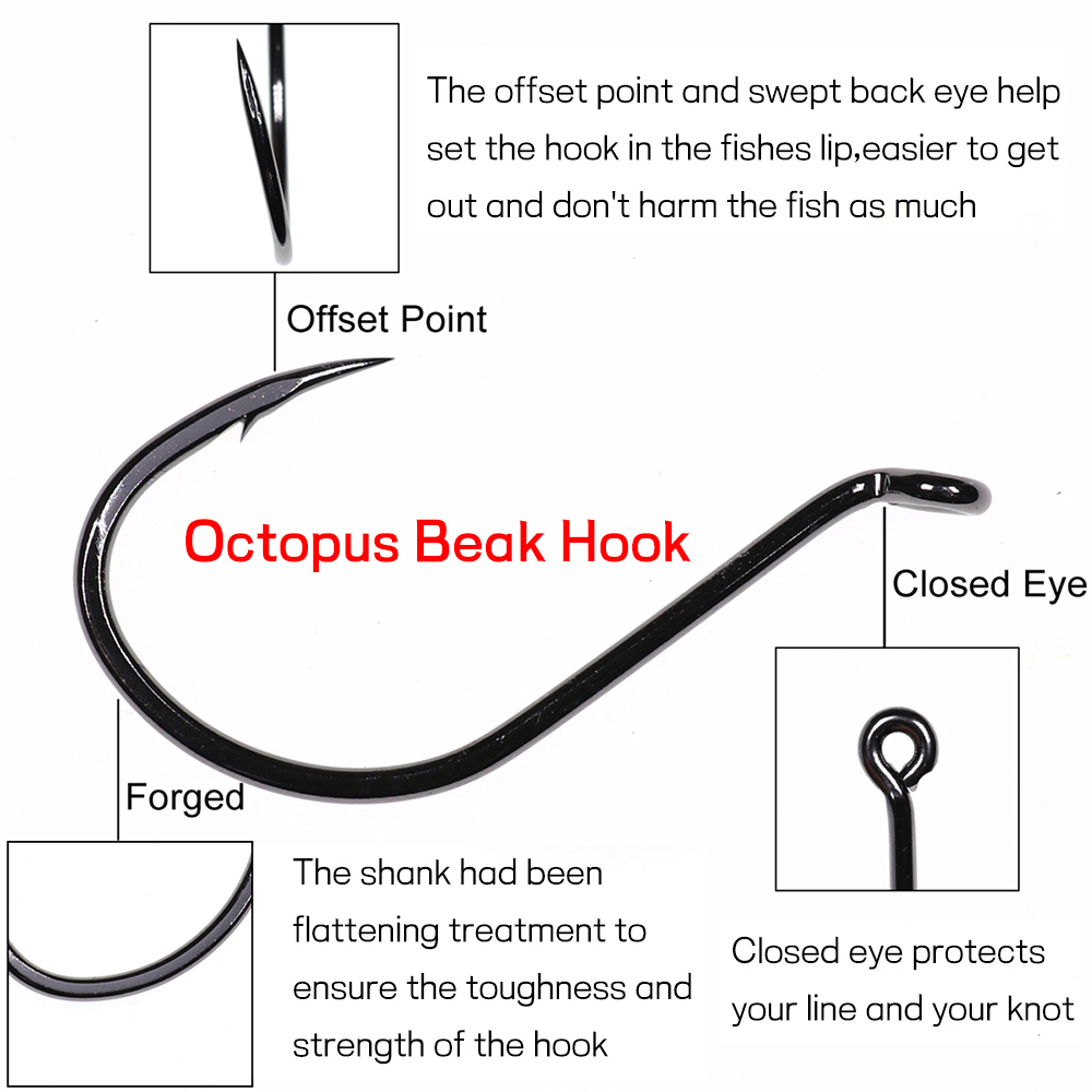 Bimoo 20pcs Offset Octopus Bea - Fishing Hook Offset review and price