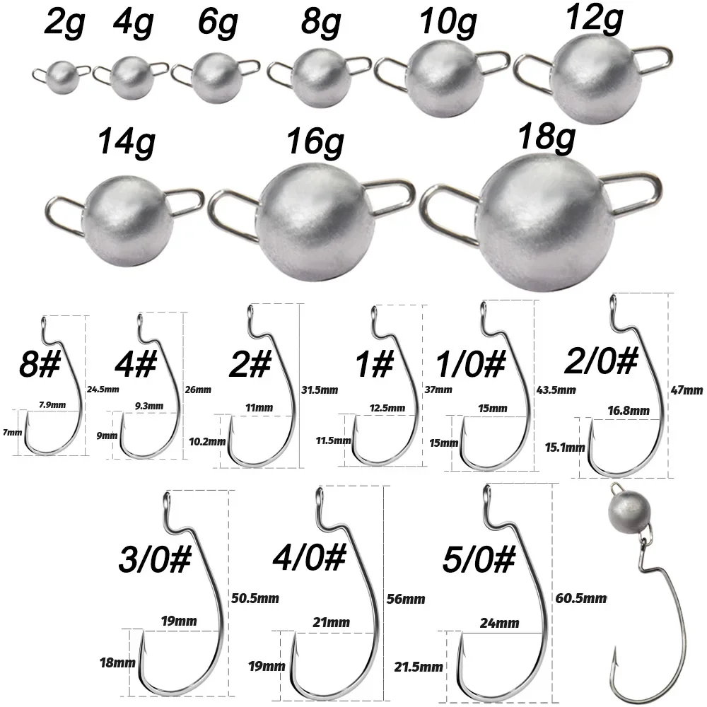 5pcs Metal Jig Head Worm Hooks - Fishing Hook Offset review and price