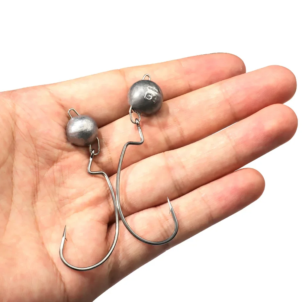 5pcs Metal Jig Head Worm Hooks - Fishing Hook Offset review and price